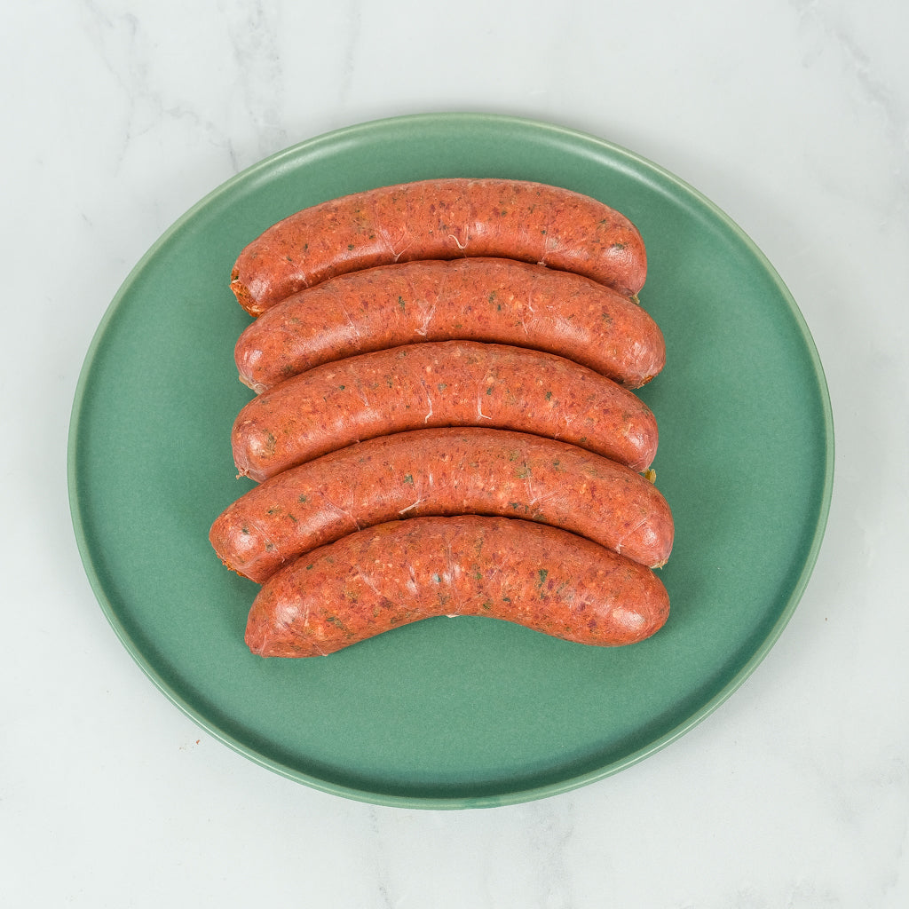 Chilli Beef Sausage. Berties Butcher.